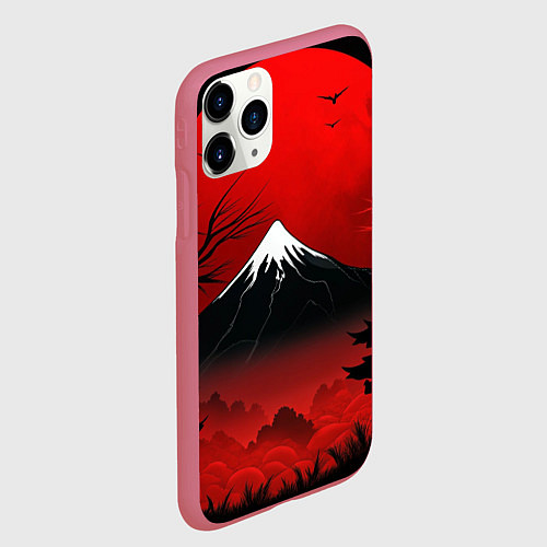 Чехол iPhone 11 Pro матовый Мрачная Япония / 3D-Малиновый – фото 2