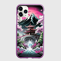 Чехол iPhone 11 Pro матовый Пейзаж Японии природа, цвет: 3D-фиолетовый