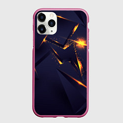 Чехол iPhone 11 Pro матовый Золотые неоновые плиты, цвет: 3D-малиновый