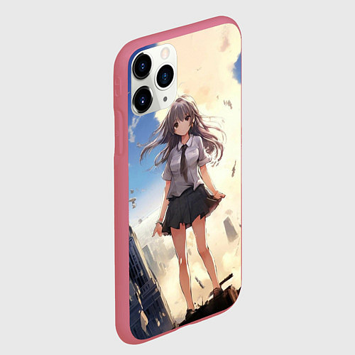 Чехол iPhone 11 Pro матовый Девушка аниме / 3D-Малиновый – фото 2
