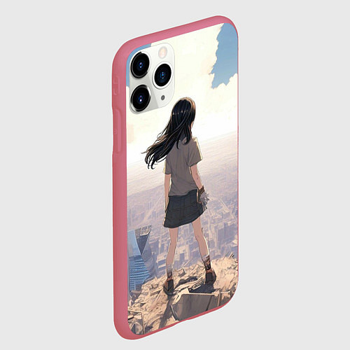 Чехол iPhone 11 Pro матовый Девушка аниме / 3D-Малиновый – фото 2