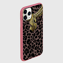 Чехол iPhone 11 Pro матовый Костюм богача с золотой цепью, цвет: 3D-малиновый — фото 2