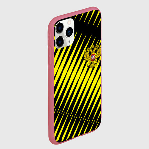 Чехол iPhone 11 Pro матовый Герб РФ абстракция / 3D-Малиновый – фото 2