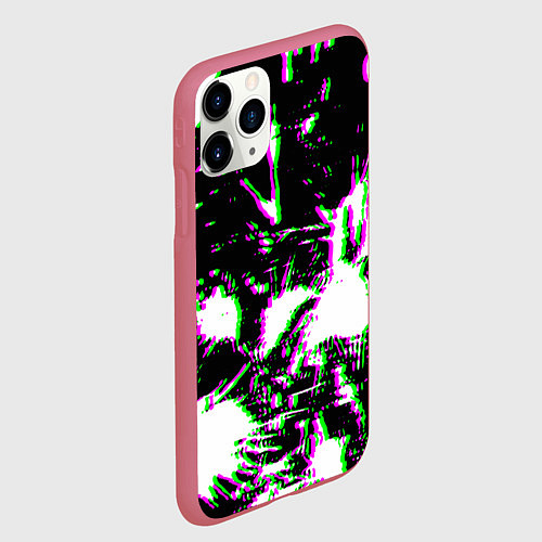 Чехол iPhone 11 Pro матовый Краски глитч неон / 3D-Малиновый – фото 2