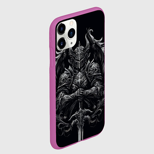Чехол iPhone 11 Pro матовый Готический рыцарь / 3D-Фиолетовый – фото 2