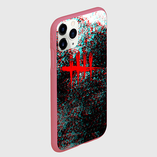 Чехол iPhone 11 Pro матовый Dead by daylight краски глитч / 3D-Малиновый – фото 2