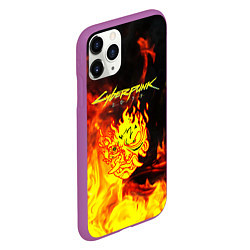 Чехол iPhone 11 Pro матовый Samurai fire cyberpunk, цвет: 3D-фиолетовый — фото 2