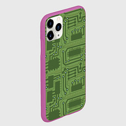 Чехол iPhone 11 Pro матовый Милитари электронная плата, цвет: 3D-фиолетовый — фото 2