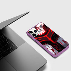 Чехол iPhone 11 Pro матовый Red stripes on a black and white background, цвет: 3D-фиолетовый — фото 2