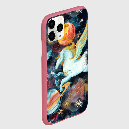 Чехол iPhone 11 Pro матовый Созвездие пегас / 3D-Малиновый – фото 2
