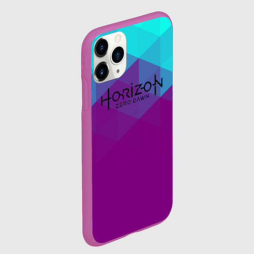 Чехол iPhone 11 Pro матовый Horizon zero dawn geometry neon / 3D-Фиолетовый – фото 2