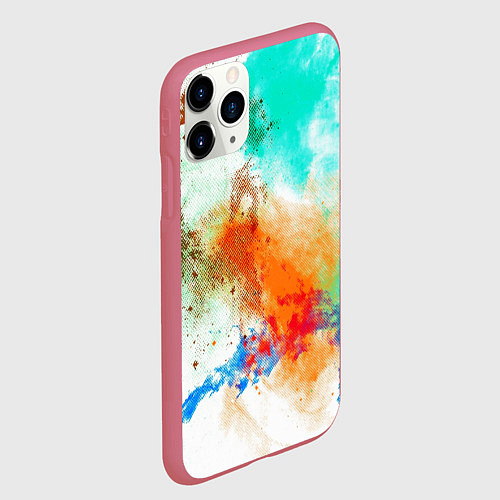 Чехол iPhone 11 Pro матовый Штрихи красок цветные / 3D-Малиновый – фото 2