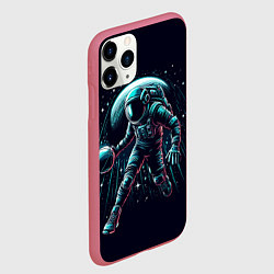 Чехол iPhone 11 Pro матовый Космонавт играет в баскетбол, цвет: 3D-малиновый — фото 2