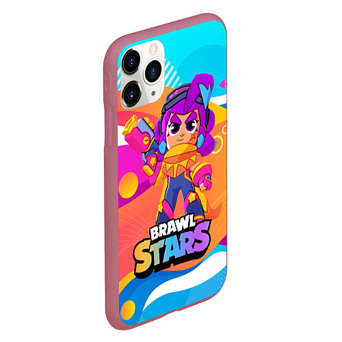 Чехол iPhone 11 Pro матовый Brawl Stars Шелли squad busters / 3D-Малиновый – фото 2