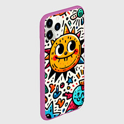 Чехол iPhone 11 Pro матовый Doodle parade, цвет: 3D-фиолетовый — фото 2