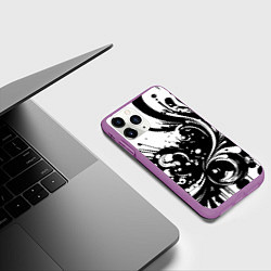 Чехол iPhone 11 Pro матовый Модная растительная абстракция - нейроарт, цвет: 3D-фиолетовый — фото 2