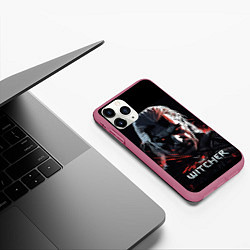 Чехол iPhone 11 Pro матовый The Witcher dark style, цвет: 3D-малиновый — фото 2