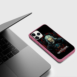 Чехол iPhone 11 Pro матовый Злой ведьмак, цвет: 3D-малиновый — фото 2