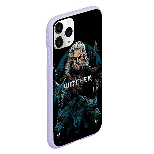 Чехол iPhone 11 Pro матовый The Witcher and wolfs / 3D-Светло-сиреневый – фото 2