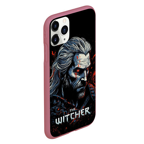 Чехол iPhone 11 Pro матовый The Witcher blood / 3D-Малиновый – фото 2