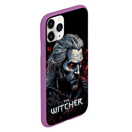 Чехол iPhone 11 Pro матовый The Witcher blood / 3D-Фиолетовый – фото 2