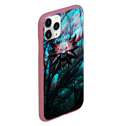 Чехол iPhone 11 Pro матовый The Witcher logo night, цвет: 3D-малиновый — фото 2