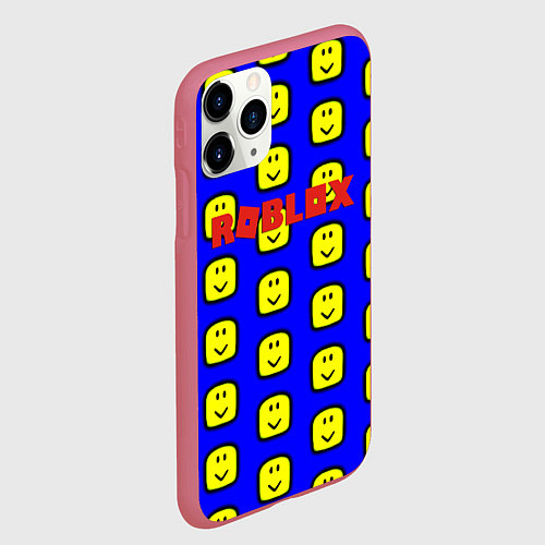 Чехол iPhone 11 Pro матовый Roblox pattern mobile / 3D-Малиновый – фото 2