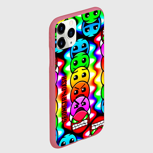 Чехол iPhone 11 Pro матовый Geometry smile dash / 3D-Малиновый – фото 2