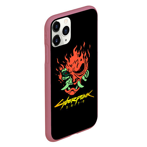 Чехол iPhone 11 Pro матовый Cyberpunk 2077 logo / 3D-Малиновый – фото 2