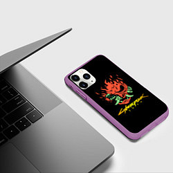 Чехол iPhone 11 Pro матовый Cyberpunk 2077 logo, цвет: 3D-фиолетовый — фото 2