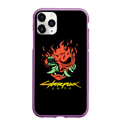 Чехол iPhone 11 Pro матовый Cyberpunk 2077 logo, цвет: 3D-фиолетовый