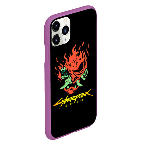 Чехол iPhone 11 Pro матовый Cyberpunk 2077 logo / 3D-Фиолетовый – фото 2