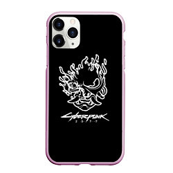 Чехол iPhone 11 Pro матовый Cyberpunk 2077 white, цвет: 3D-розовый