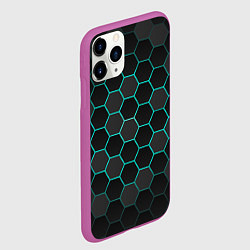 Чехол iPhone 11 Pro матовый Геометрия сотовой брони, цвет: 3D-фиолетовый — фото 2