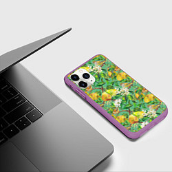 Чехол iPhone 11 Pro матовый Груши и птицы, цвет: 3D-фиолетовый — фото 2