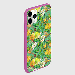Чехол iPhone 11 Pro матовый Груши и птицы, цвет: 3D-фиолетовый — фото 2