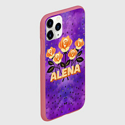 Чехол iPhone 11 Pro матовый Алена желтые розы на фиолетовом, цвет: 3D-малиновый — фото 2