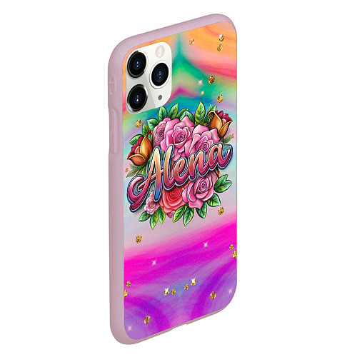 Чехол iPhone 11 Pro матовый Алена и розовые розы / 3D-Розовый – фото 2