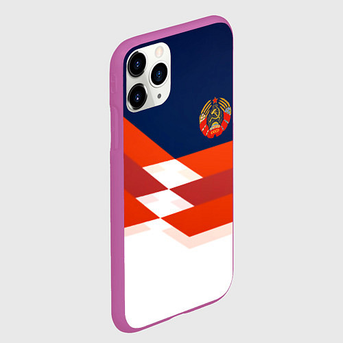 Чехол iPhone 11 Pro матовый СССР спорт геометрия / 3D-Фиолетовый – фото 2
