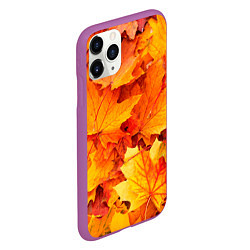 Чехол iPhone 11 Pro матовый Осень - клиновые листья, цвет: 3D-фиолетовый — фото 2