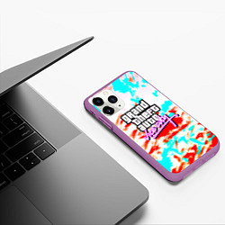 Чехол iPhone 11 Pro матовый GTA vice city clors, цвет: 3D-фиолетовый — фото 2