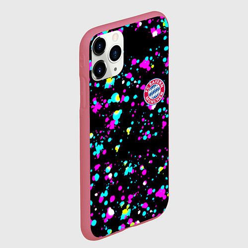 Чехол iPhone 11 Pro матовый Бавария Мюнхен неоновые краски / 3D-Малиновый – фото 2