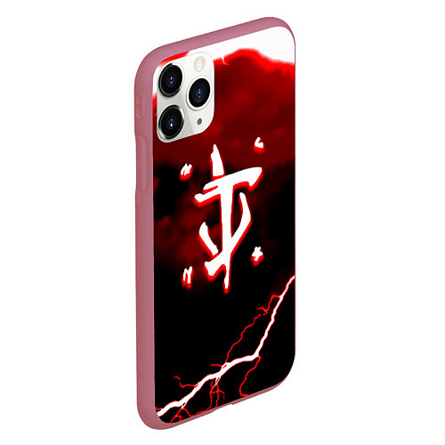 Чехол iPhone 11 Pro матовый Doom storm logo / 3D-Малиновый – фото 2