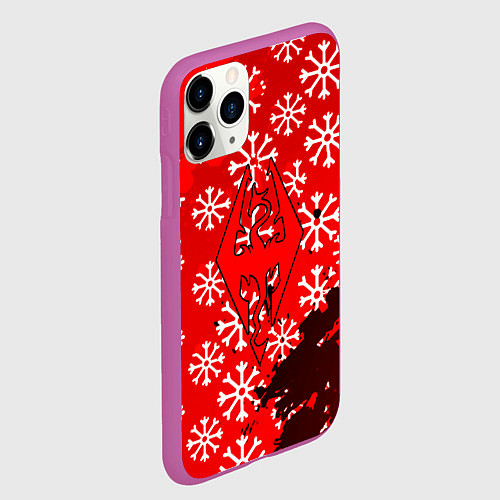 Чехол iPhone 11 Pro матовый Elder Scrolls winter steel / 3D-Фиолетовый – фото 2
