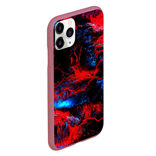 Чехол iPhone 11 Pro матовый Космические краски шторм / 3D-Малиновый – фото 2