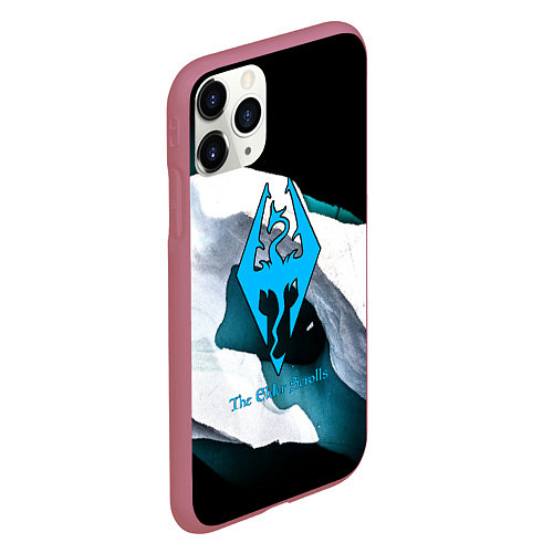 Чехол iPhone 11 Pro матовый The Elder Scrolls краски текстура / 3D-Малиновый – фото 2