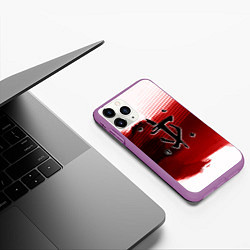 Чехол iPhone 11 Pro матовый Doom eternal logo краски, цвет: 3D-фиолетовый — фото 2