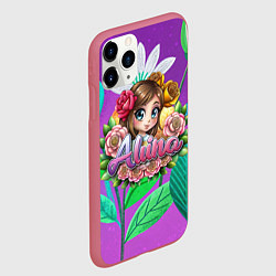 Чехол iPhone 11 Pro матовый Алина девушка в розах, цвет: 3D-малиновый — фото 2
