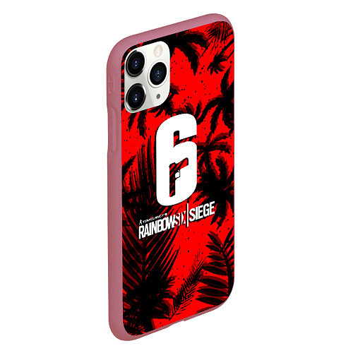 Чехол iPhone 11 Pro матовый Rainbow six тропик паттерн / 3D-Малиновый – фото 2