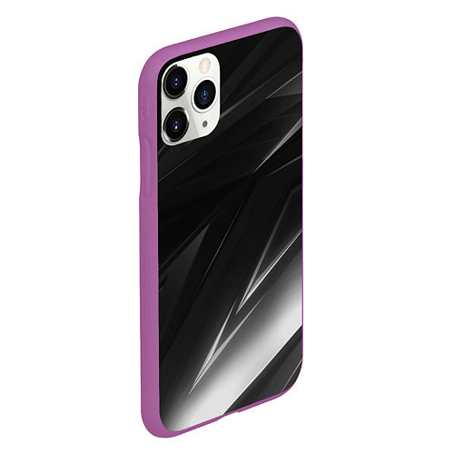 Чехол iPhone 11 Pro матовый Чёрно белая геометрия / 3D-Фиолетовый – фото 2